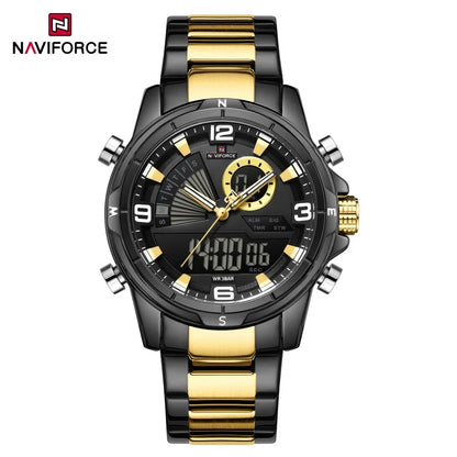 NAVIFORCE Montres de Luxe Militaires pour Hommes Chronographe Mode Alarme Montres-bracelets à Quartz pour Hommes Sports Calendrier Mensuel Étanche Cadeau
