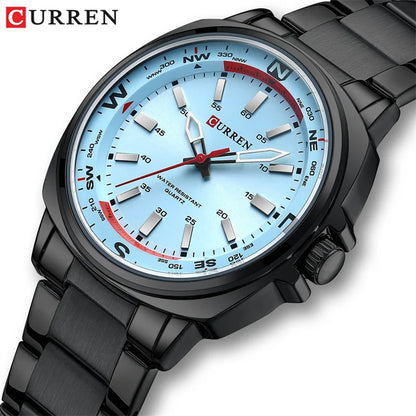 CURREN 8455 Montre à quartz de mode pour hommes Montre-bracelet de luxe étanche en acier inoxydable avec veilleuse reloj hombre