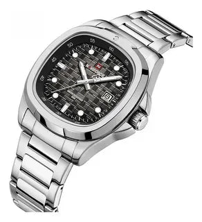 Montre-bracelet de sport NAVIFORCE pour hommes, à quartz, en acier inoxydable, lumineuse, avec calendrier, cadran carré, pour affaires