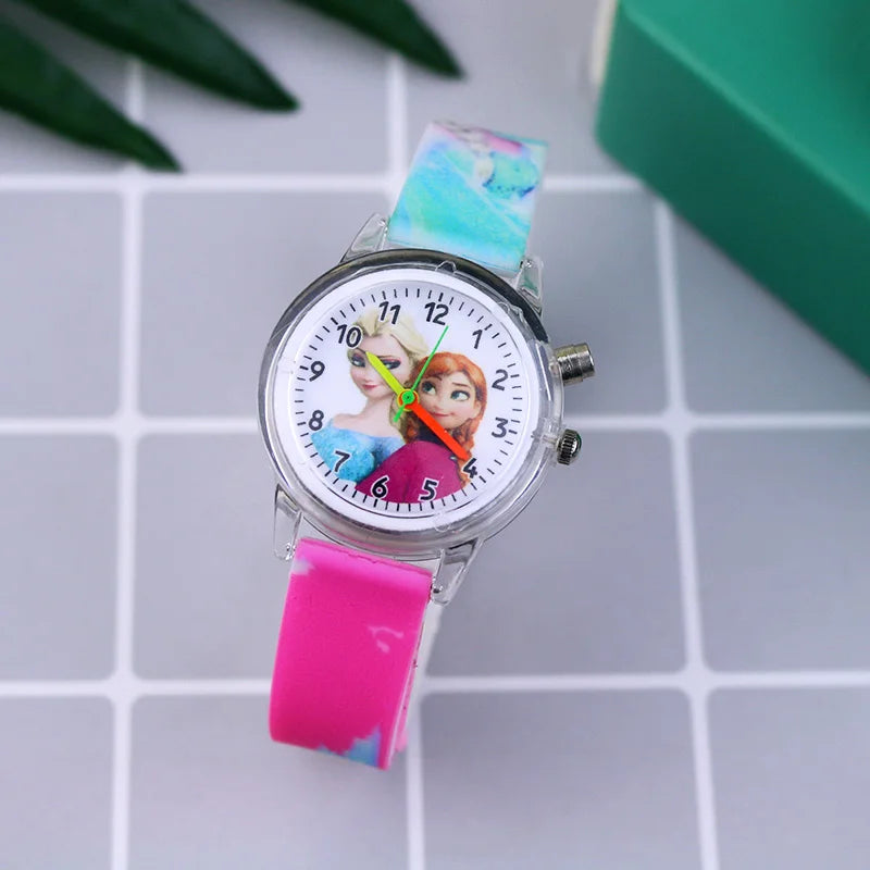 Elsa-themed kids watch with silicone strap and luminous display
