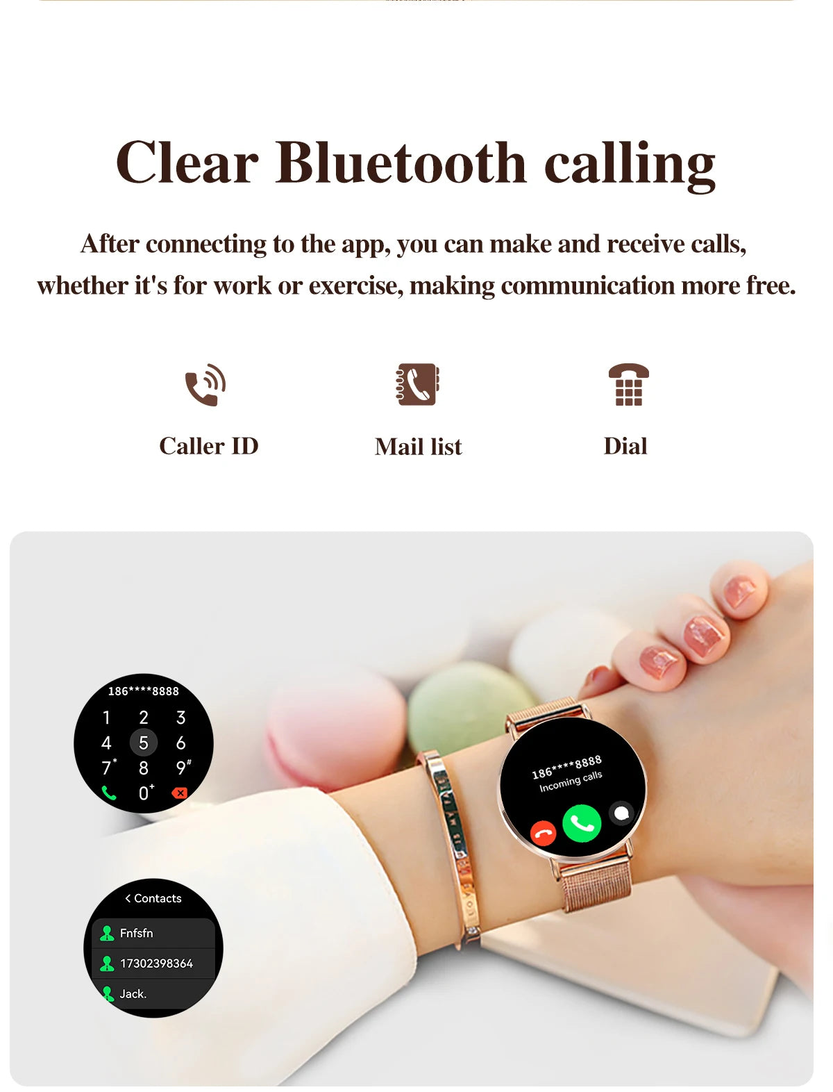 BL H06 Élégante et technologique, écran AMOLED de 1,32 pouce, interaction 3D, IP67, surveillance du sport et de la santé. Montre connectée pour femme