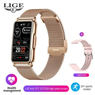 Montre intelligente LIGE pour hommes et femmes, bracelet intelligent de fitness, moniteur de fréquence cardiaque et de tension artérielle, étanche, appels Bluetooth