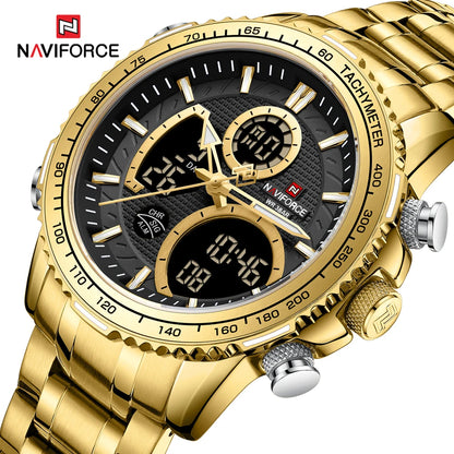 NAVIFORCE 2025 Nouvelle Montre Sport Homme Luxe Originale Montre-Bracelet en Acier Inoxydable Hommes Double Affichage Militaire Montres Étanche
