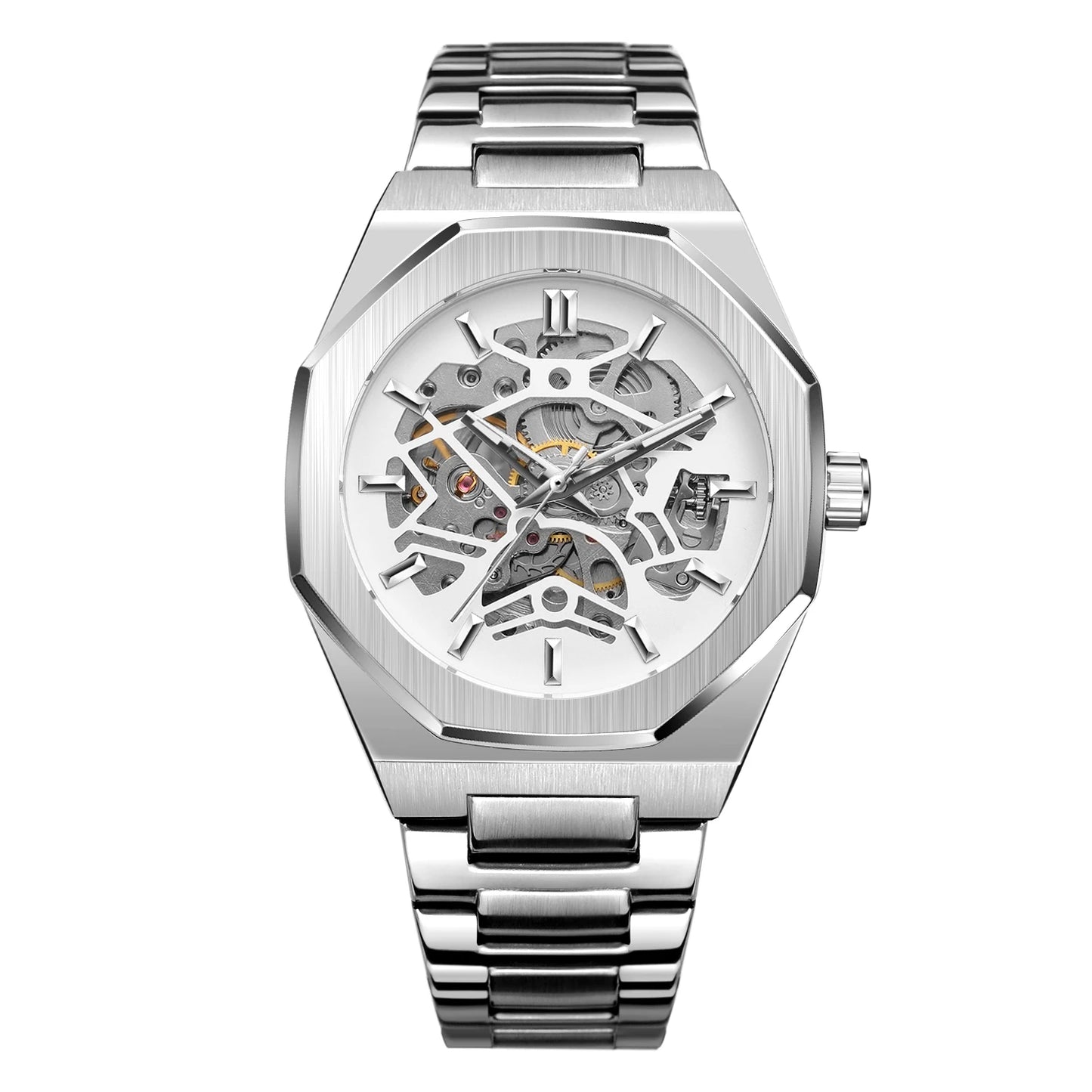 FORSINING Montres Homme Automatiques de Marque Supérieure Mécanique Transparente Étanche Militaire en Acier Inoxydable Montres-bracelets Sport