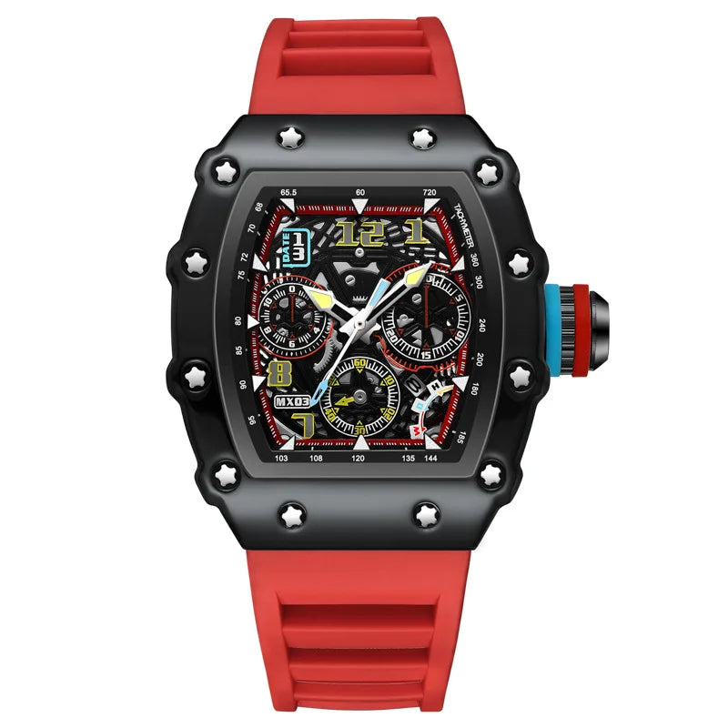 Barrel Hollow Fake Mechanical Watch Men Richard Luminous Calendar Foreign Trade Cross-border Tide Luxury Waterproof Watches