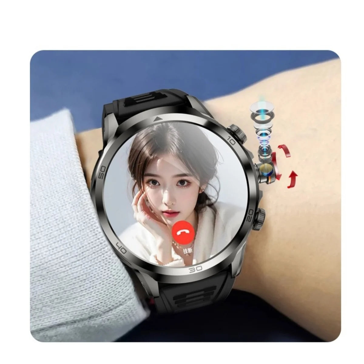 Montre intelligente H19 d'origine Android 10.0 avec caméra rotative à 190°, GPS, Wi-Fi, grand écran AMOLED de 1,95 pouce et stockage de 256 Go