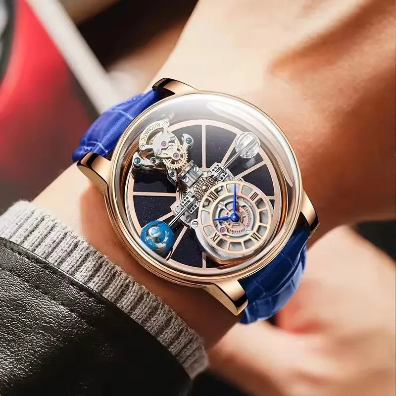 Montre-bracelet homme PINDU Design Montres à quartz roulette céleste étanches