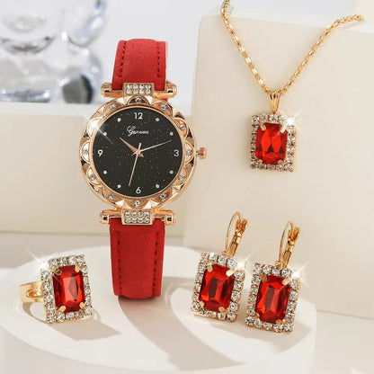 Montres pour femmes, ensemble de 5 pièces, montres-bracelets élégantes et luxueuses en strass pour femmes, montre à quartz pour fille, bracelet-montre, cadeau