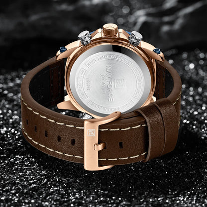 NAVIFORCE Double Display Leather Band Watch