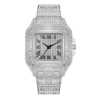Montres de luxe en diamant pour hommes et femmes, montre en or, montre-bracelet pour dames, montres de luxe en strass, montres-bracelets unisexes, horloge féminine 2024 Nouveau
