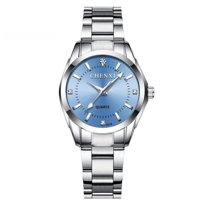 CHENXI 021B Women's Watch Simple Design Luxury Stainless Steel Women Quartz Wristwatch Rhinestone Dial Watches Gift for Ladies