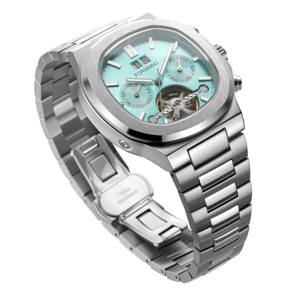 Forsining 481 Montre Militaire Homme Tourbillon Aiguilles Date Jour Montres Mécaniques Automatiques Acier Inoxydable Horloge Relogio Masculino