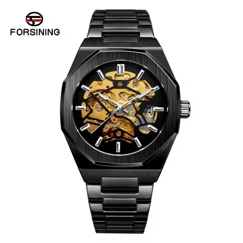 Forsining 344D Luxury Fashion Men's Mechanical Watch Skeleton Hollow Exquisite Dial Business Men's Automatic Watch reloj hombre
