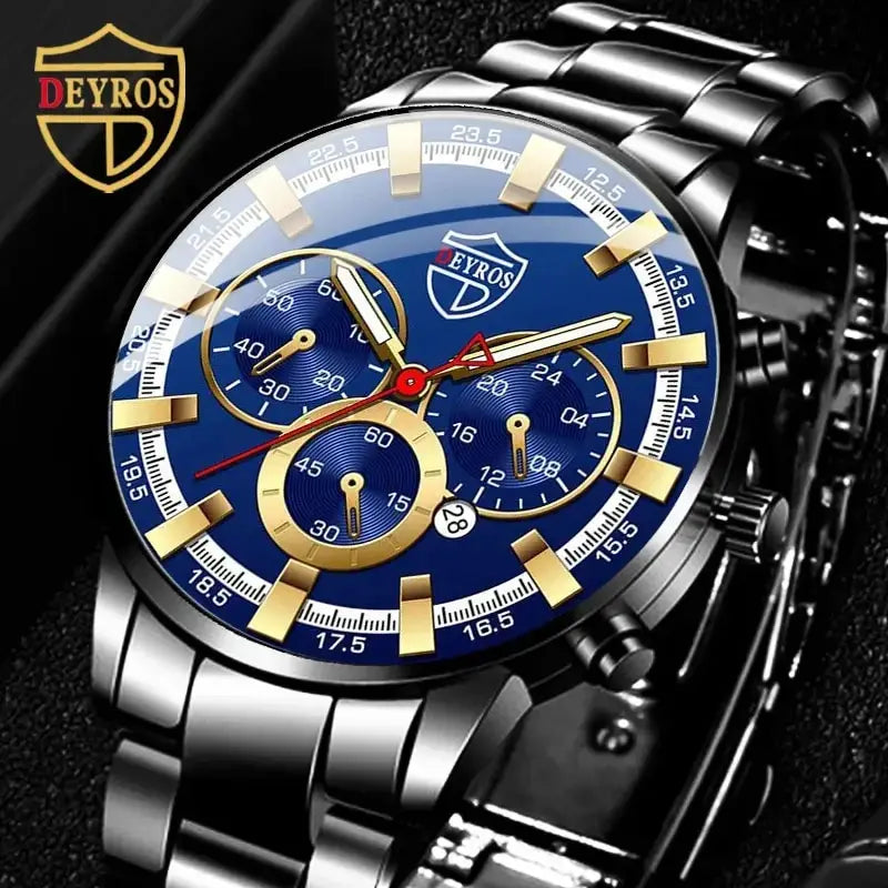 Montre Bracelet Homme Mode Affaires Acier Inoxydable Quartz Calendrier Date Décontractée Sport Lumineuse