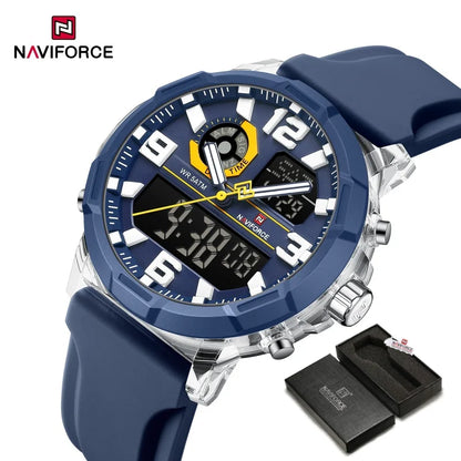 NAVIFORCE 2026 Montre homme nouvelle 5ATM étanche Double affichage Chronographe Réveil Montre-bracelet Montres tendance pour homme NF7130