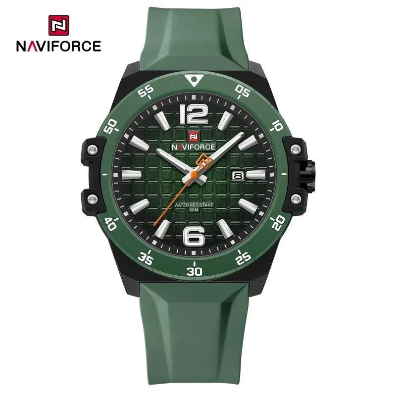 Nouvelle montre homme NAVIFORCE, style mode, mouvement à quartz de luxe, bracelet sport en silicone, étanche et lumineuse, cadeau pour homme