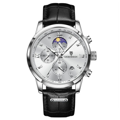 Montre décontractée LIGE pour homme, de luxe, en cuir, étanche, à quartz, chronographe, militaire, pour homme, Relogio Masculino