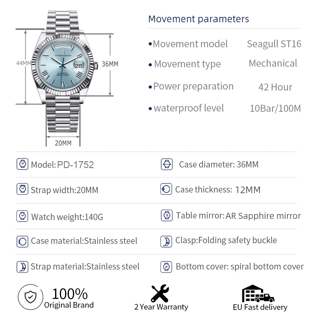 PAGANI DESIGN 2026 Nouvelle Montre Homme DD36 Marque de Luxe Montre Mécanique Automatique Homme Saphir AR Montre-Bracelet Homme 10 Bar ST16