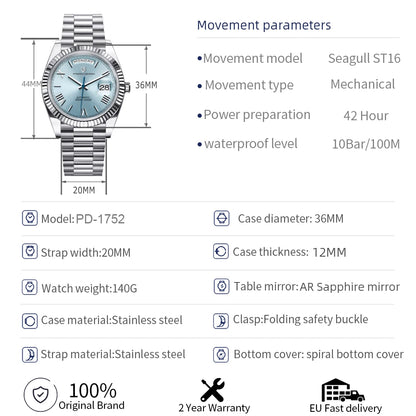 PAGANI DESIGN 2026 Nouvelle Montre Homme DD36 Marque de Luxe Montre Mécanique Automatique Homme Saphir AR Montre-Bracelet Homme 10 Bar ST16