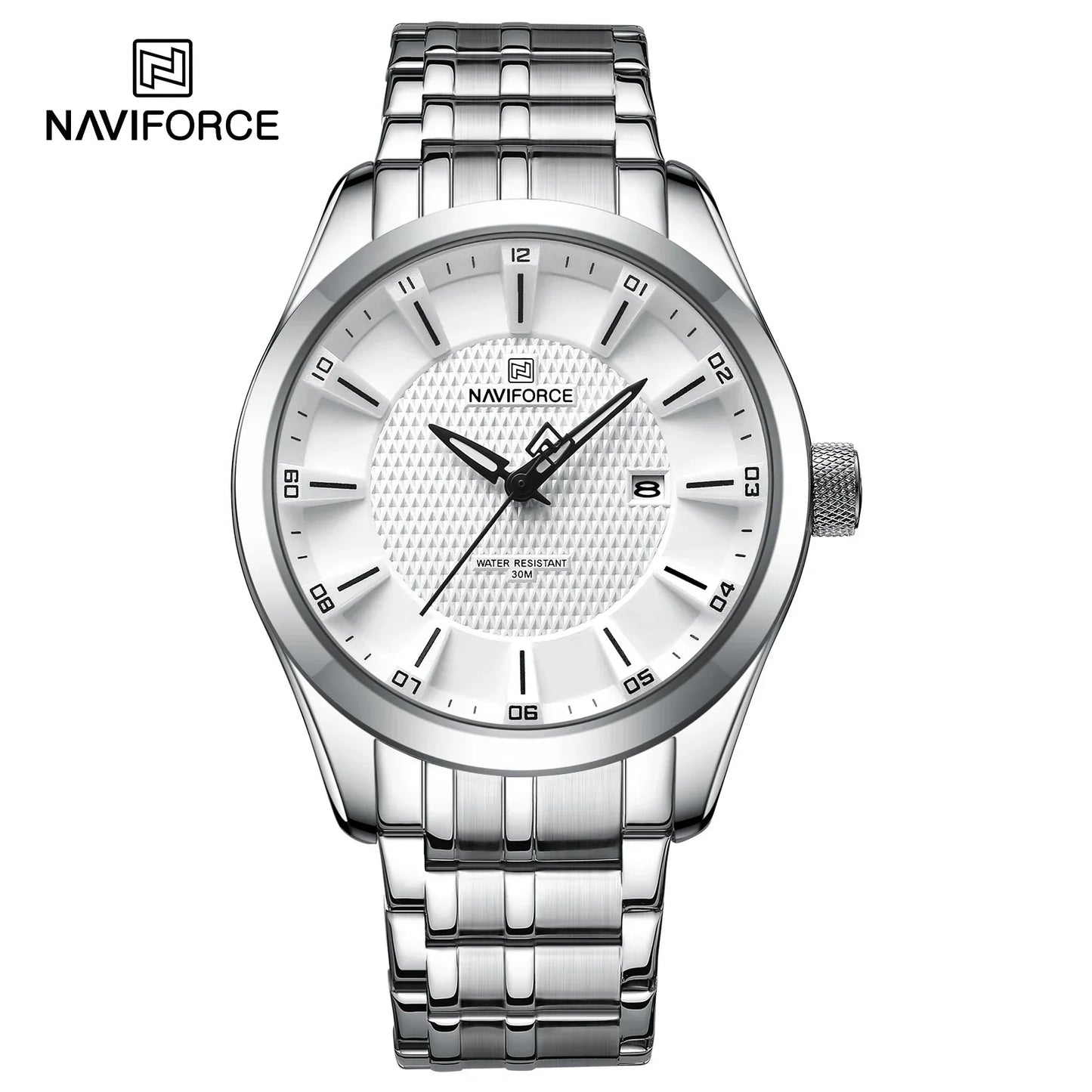 Montre NAVIFORCE de luxe pour homme, montre-bracelet étanche à quartz lumineuse en acier inoxydable, montres à la mode pour hommes