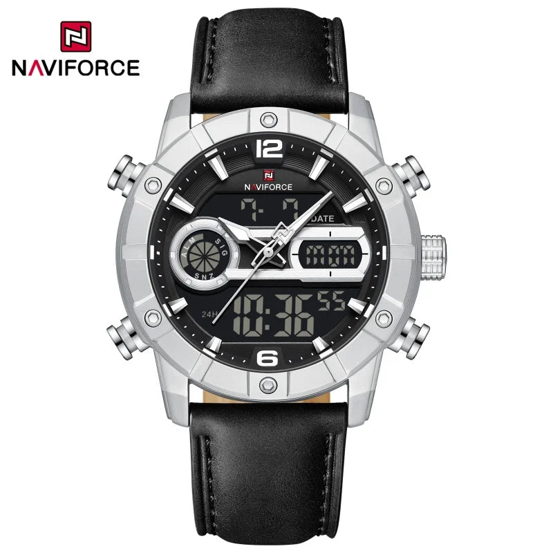 NAVIFORCE NF9263 Chronograph Genuine Leather Strap Watch