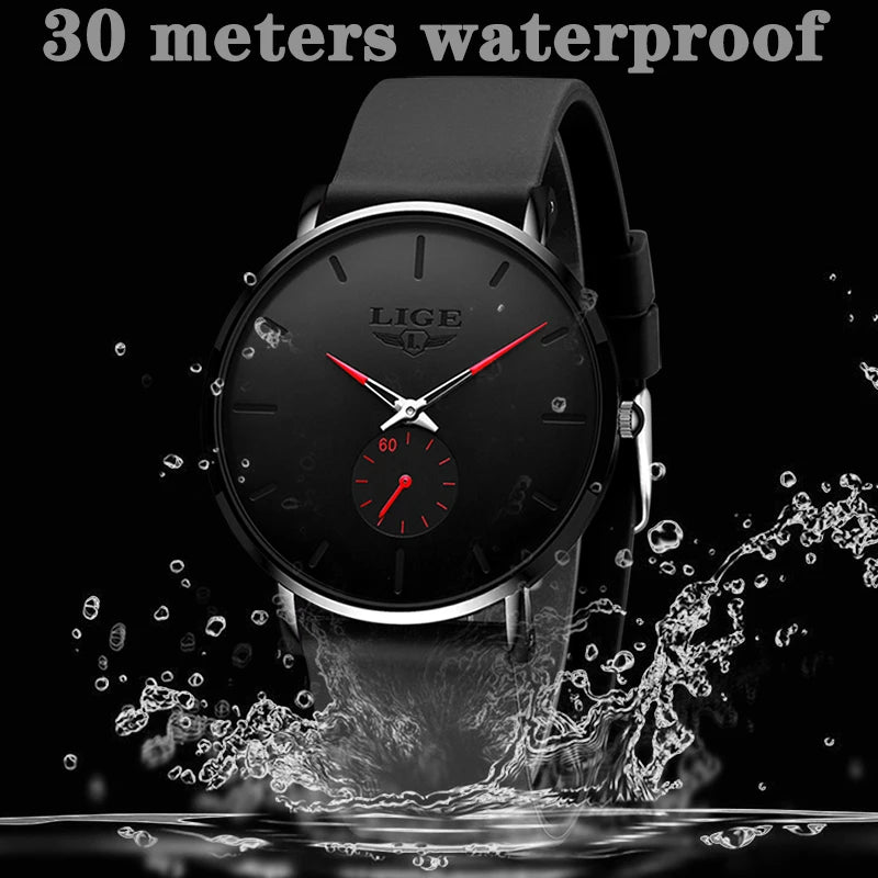 LIGE 2026 Nouvelle Montre Sport Tendance Homme, Marque de Luxe, Étanche, Simple, Ultra-Fine, Montre Homme à Quartz, Relogio Masculino