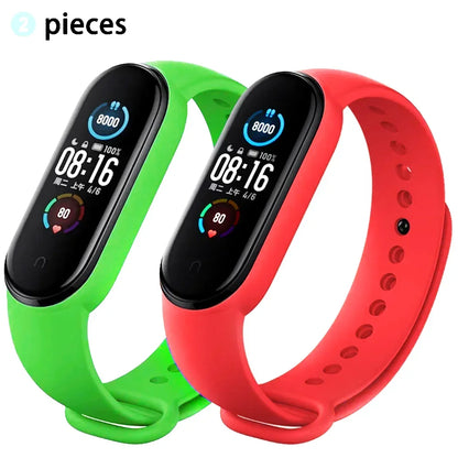 2PCS Watch Strap For Xiaomi Mi Band 7 6 5 4 3 Wristband Silicone Bracelet Wrist Straps MiBand 3/4 band6 Smartwatch Accessories