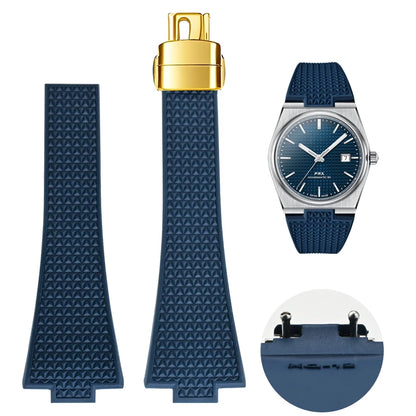 Bracelet en caoutchouc fluoré pour Tissot PRX Series 35mm 40mm Boucle Papillon FKM 11mm 12mm Étanches, Bracelet de Montre à Dégagement Rapide de Remplacement