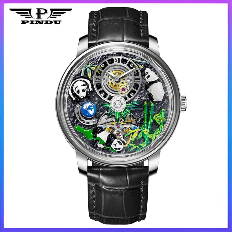 PINDU Panda Series M2791B Automatic Mechanical Watch Sapphire Crystal