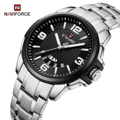 Montre-bracelet à quartz décontractée pour hommes, marque NAVIFORCE, en acier inoxydable, style affaires, étanche et lumineuse, Relogio