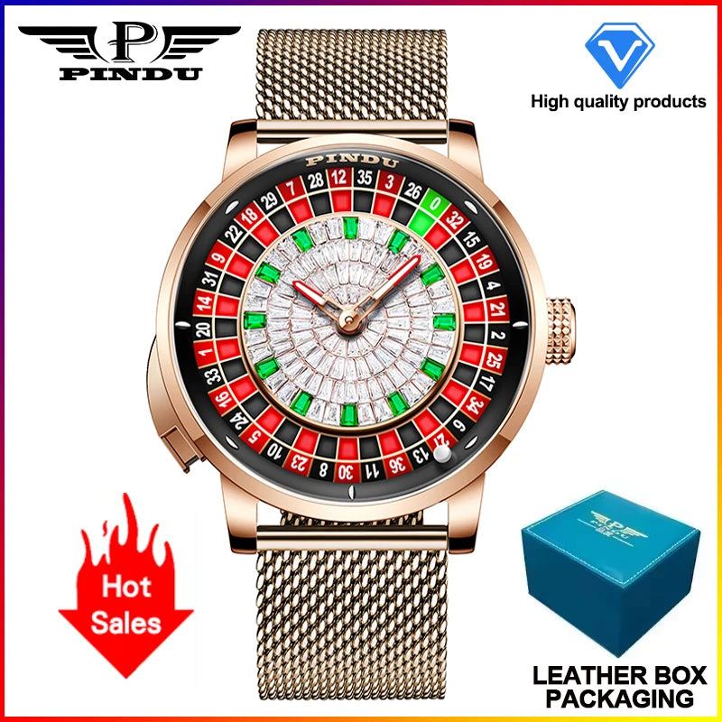 2025 PINDU Design NEW Button Rotating black shell Mechanical Watch Men NH35 Movement Stainless Steel TopLuxury Automatic Watch