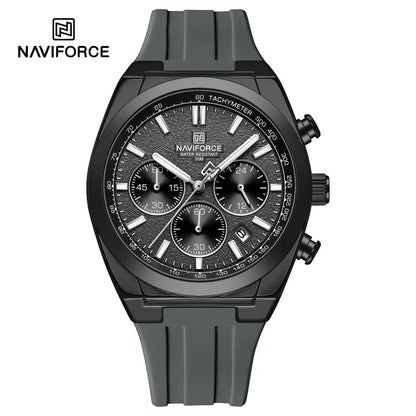 NAVIFORCE Montres Homme Chronographe Multifonctionnel Bracelet en Silicone Aiguilles Lumineuses Étanche 3ATM Haute Qualité Original pour Homme