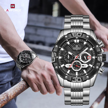 NAVIFORCE NF8019 Classic Chronograph Stainless Steel Strap