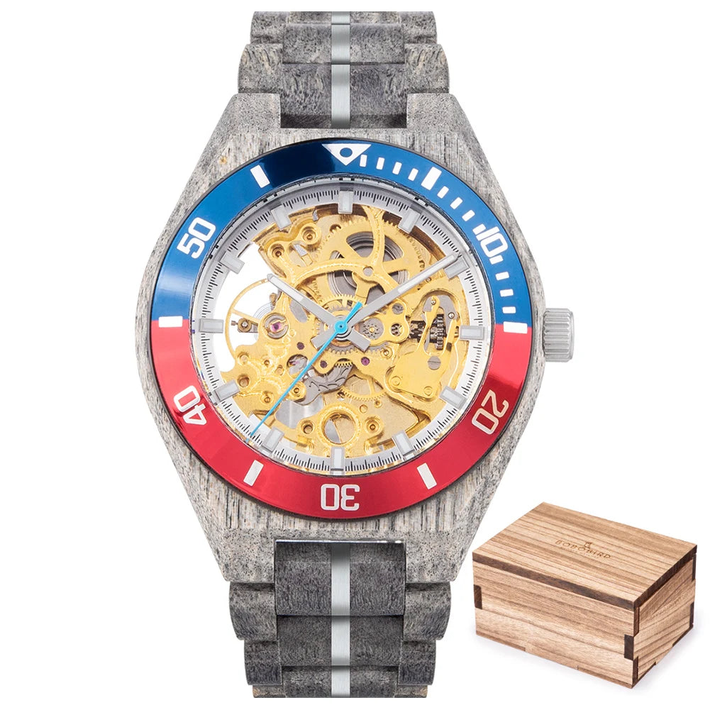 BOBO BIRD Montre Mécanique en Bois Homme Relogio Masculino Grandes Montres Homme Marque de Luxe Montres bracelet homme Dropshipping