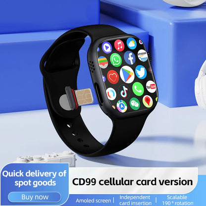Montre intelligente CD99 8 Go de RAM AMOLED Wifi ROM GPS 128 Go Position Téléchargement d'applications Bluetooth Hommes Femmes Version carte cellulaire Montre connectée