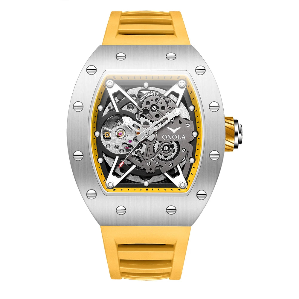 Luxury Watches Men ONOLA Fashion Hollow Full-automatic Mechanical Tape Waterproof Watch for Men Montres Pour Hommes Clock