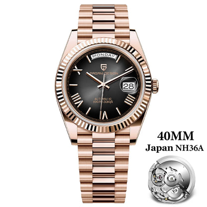 PAGANI DESIGN 2026 Nouvelle Montre Automatique Luxe Or Rose DD40 Pour Homme NH36A Montre-Bracelet Mécanique Homme Étanche en Acier Inoxydable