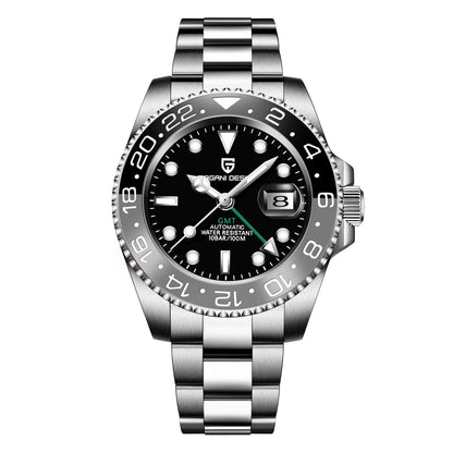 PAGANI DESIGN GMT automatic watch with sapphire crystal and stainless steel bracelet