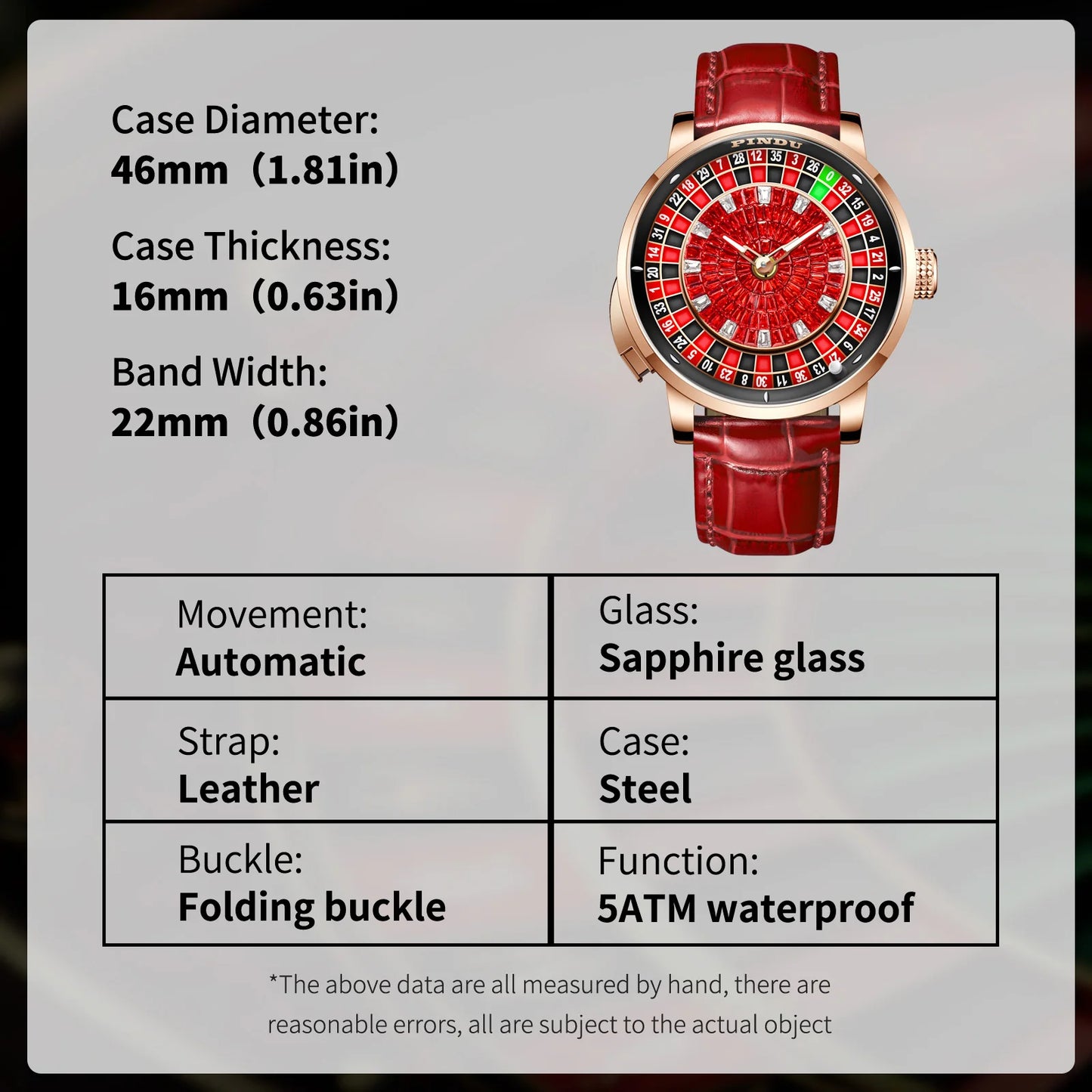 NOUVELLE montre mécanique à cadran rotatif en diamant rouge PINDUI Design avec mouvement NH35 en acier inoxydable, montre automatique de luxe pour hommes
