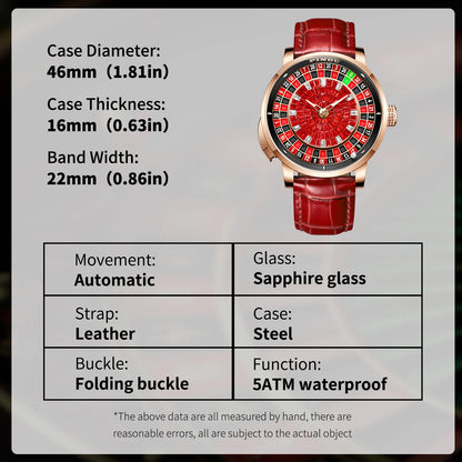 NOUVELLE montre mécanique à cadran rotatif en diamant rouge PINDUI Design avec mouvement NH35 en acier inoxydable, montre automatique de luxe pour hommes