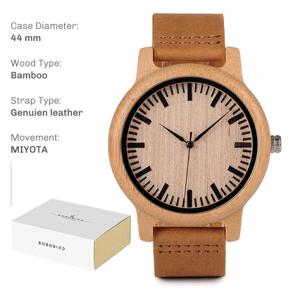 Montre en bois BOBO BIRD pour hommes et femmes Montres en bois unisexes légères fabriquées à la main Offre à durée limitée personnalisée