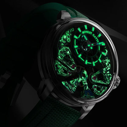 BONEST GATTI Men Automatic Mechanical Watch Sapphire Glass 316 Stainless Steel Skeleton German Brand Wristwatch
