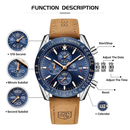 SAPPHERO Chronicle 5140 Classic Leather Strap Watch