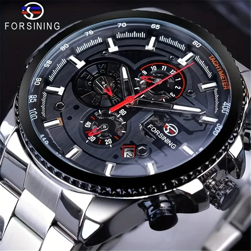 Men's Automatic Mechanical Watch - Stylish Skeleton Design, with Time and Date Display, Transparent Hollow Case Back, Versatile Business and Casual Style, Personalized Men's Watch, Perfect Gift for Him, No Batteries Required