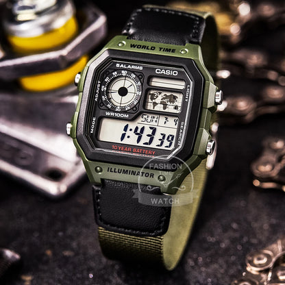 Montre numérique rétro multifonctionnelle de style classique Casio pour homme AE-1200WHB-3B