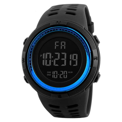 Military digital watch with LED display and multifunction features