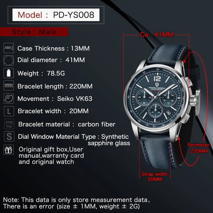 PAGANI DESIGN 2026 Nouvelles Montres Homme Luxe Mode Décontractée Quartz VK63 Étanche 100M Verre Saphir Acier Inoxydable