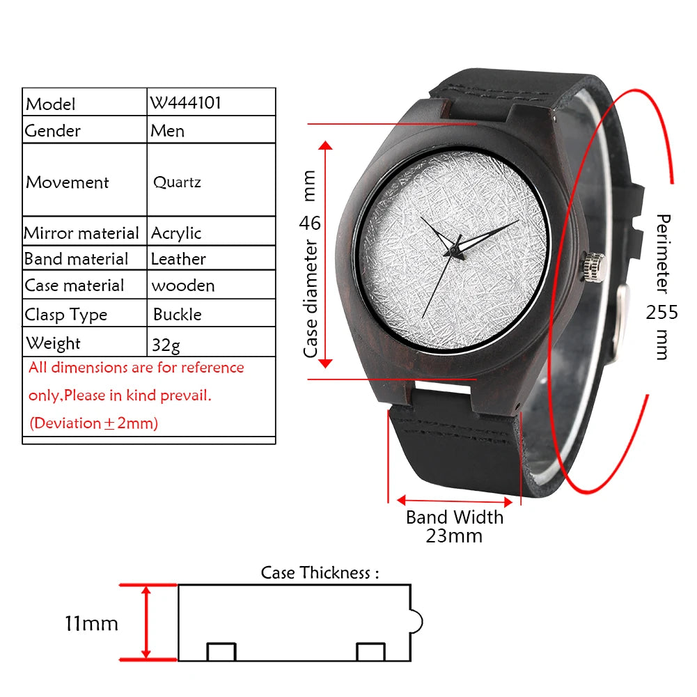 Montre-bracelet Bob Bird Watch à quartz en cuir véritable noir