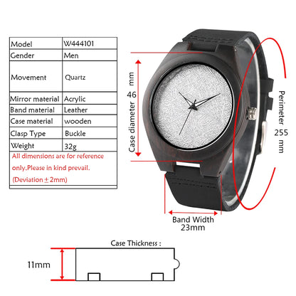 Montre-bracelet Bob Bird Watch à quartz en cuir véritable noir