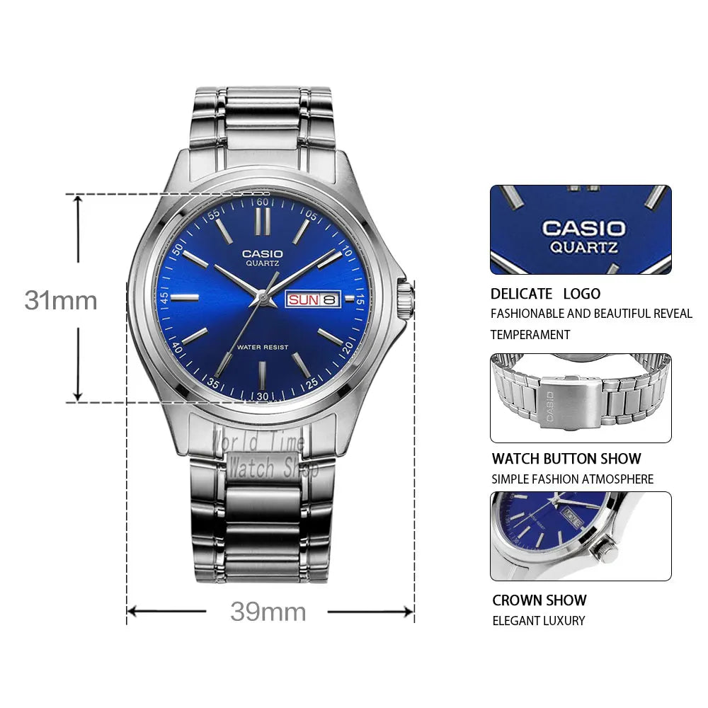 Montre Casio homme simple calendrier hebdomadaire étanche à quartz style décontracté et professionnel